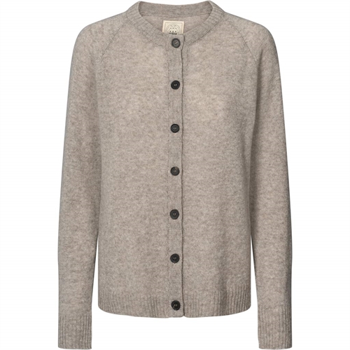 LISVA GRY L/S CARDIGAN LAMBWOOL KNIT STONE GREY MELANGE
